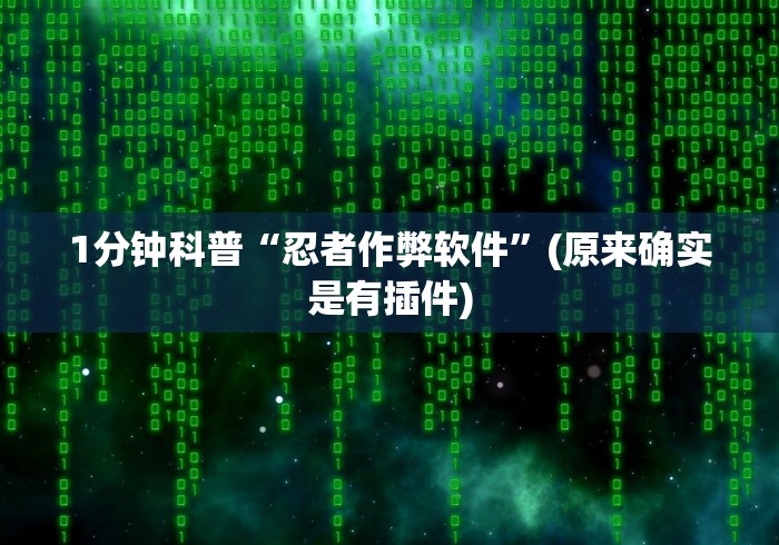 1分钟科普“忍者作弊软件”(原来确实是有插件)