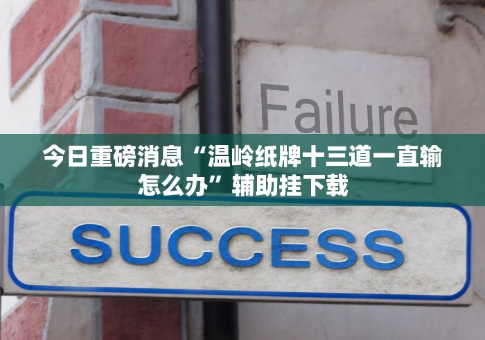 今日重磅消息“温岭纸牌十三道一直输怎么办”辅助挂下载